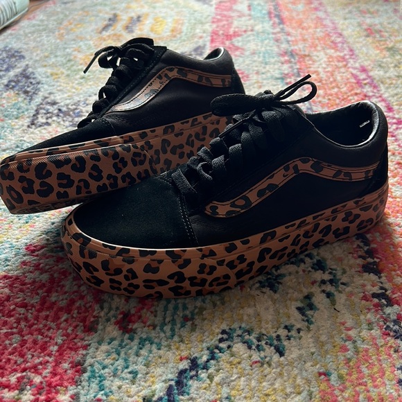 RARE limited edition custom old skool leopard vans size 8 - Picture 2 of 12